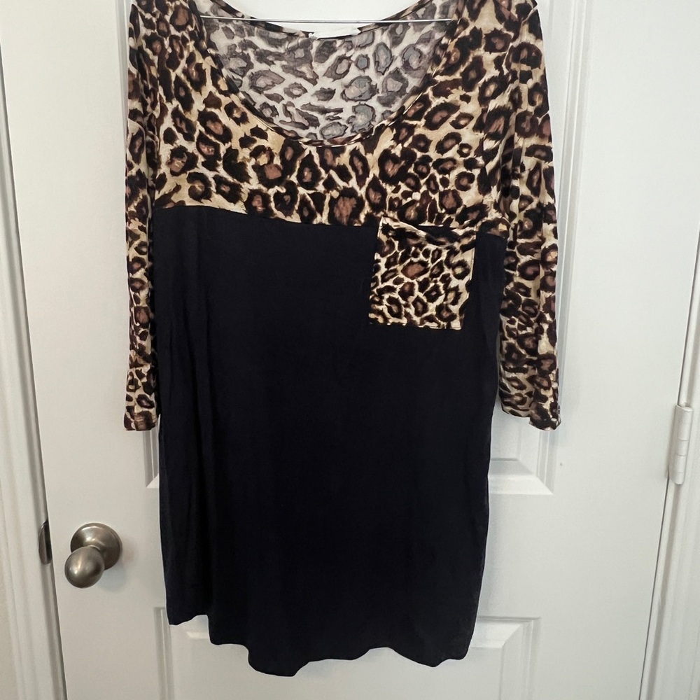 Reborn Leopard and Black Long Sleeve Top